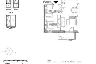 Rzut - Mieszkanie na sprzedaż 2 pokoje o powierzchni 43,68 m² - numer B.1.3.2 w Forma II