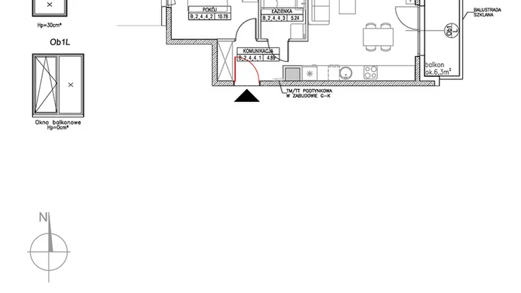 Rzut - Mieszkanie na sprzedaż 2 pokoje o powierzchni 41,78 m² - numer B.2.4.4 w Forma II