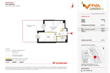 Rzut - Mieszkanie na sprzedaż 2 pokoje o powierzchni 37,1 m² - numer 39 w Viva Garden 14