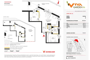 Rzut - Mieszkanie na sprzedaż 3 pokoje o powierzchni 61,76 m² - numer 25 w Viva Garden 14