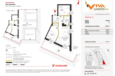 Rzut - Mieszkanie na sprzedaż 3 pokoje o powierzchni 45,98 m² - numer 41 w Viva Garden 14