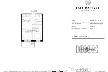 Rzut - Mieszkanie na sprzedaż 2 pokoje o powierzchni 37,55 m² - numer FBHH-M67 w Fale Bałtyku Hudson