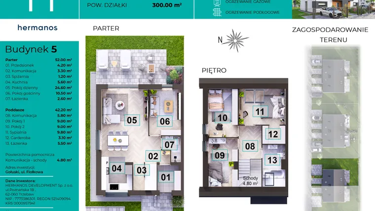 Rzut - Dom na sprzedaż 5 pokoi o powierzchni 99 m² - numer 5 w Gołuski