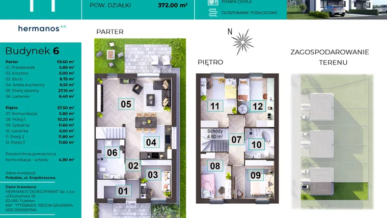 Rzut - Dom na sprzedaż 6 pokoi o powierzchni 121,9 m² - numer 6 w Palędzie