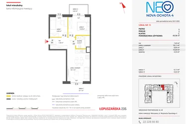 Rzut - Mieszkanie na sprzedaż 3 pokoje o powierzchni 49,08 m² - numer 56 w Neo Nova Ochota 4