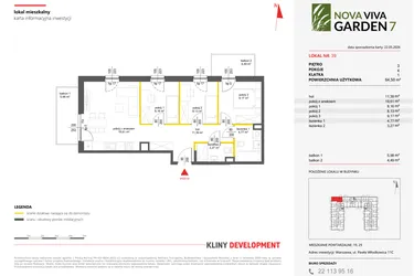 Rzut - Mieszkanie na sprzedaż 4 pokoje o powierzchni 64,5 m² - numer 39 w Nova Viva Garden 7