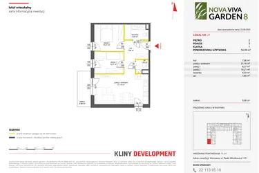 Rzut - Mieszkanie na sprzedaż 3 pokoje o powierzchni 54,09 m² - numer 21 w Nova Viva Garden 8