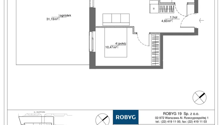 Rzut - Mieszkanie na sprzedaż 2 pokoje o powierzchni 35,35 m² - numer RM/2B/H/0/3 w Rytm Mokotowa - etap 2B