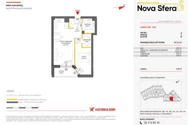 Rzut - Mieszkanie na sprzedaż 2 pokoje o powierzchni 47,12 m² - numer 138 w Miasteczko Nova Sfera 5