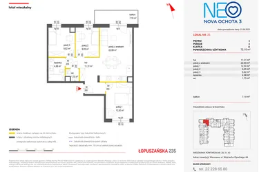 Rzut - Mieszkanie na sprzedaż 4 pokoje o powierzchni 72,1 m² - numer 35 w Neo Nova Ochota 3
