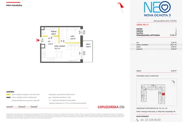 Rzut - Mieszkanie na sprzedaż 2 pokoje o powierzchni 33,88 m² - numer 83 w Neo Nova Ochota 3