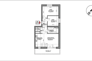 Rzut - Mieszkanie na sprzedaż 3 pokoje o powierzchni 61,57 m² - numer 4 m. 4 w Osiedle Rytm etap 3