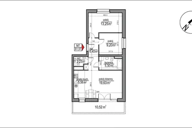 Rzut - Mieszkanie na sprzedaż 3 pokoje o powierzchni 61,57 m² - numer 4 m. 7 w Osiedle Rytm etap 3