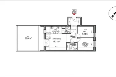 Rzut - Mieszkanie na sprzedaż 3 pokoje o powierzchni 60,63 m² - numer 4 m. 31 w Osiedle Rytm etap 3