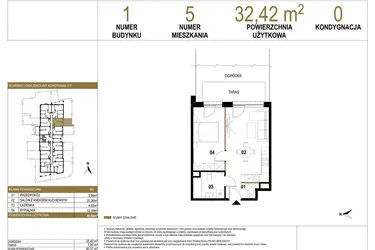 Rzut - Mieszkanie na sprzedaż 2 pokoje o powierzchni 40,64 m² - numer 1.M5 w Osiedle Saturna