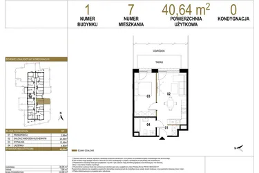 Rzut - Mieszkanie na sprzedaż 2 pokoje o powierzchni 40,64 m² - numer 1.M7 w Osiedle Saturna