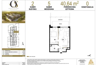 Rzut - Mieszkanie na sprzedaż 2 pokoje o powierzchni 40,64 m² - numer 2.M5 w Osiedle Saturna