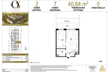 Rzut - Mieszkanie na sprzedaż 2 pokoje o powierzchni 40,64 m² - numer 2.M7 w Osiedle Saturna