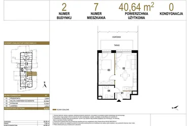 Rzut - Mieszkanie na sprzedaż 2 pokoje o powierzchni 40,64 m² - numer 2.M7 w Osiedle Saturna