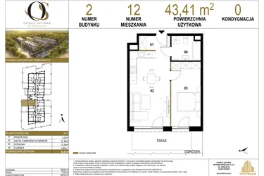 Rzut - Mieszkanie na sprzedaż 2 pokoje o powierzchni 43,41 m² - numer 2.M12 w Osiedle Saturna
