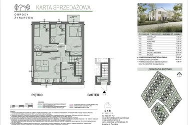 Rzut - Mieszkanie na sprzedaż 4 pokoje o powierzchni 73,5 m² - numer C7.2 w Ogrody Żyrardów etap C