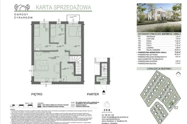 Rzut - Mieszkanie na sprzedaż 4 pokoje o powierzchni 75,39 m² - numer E2.2 w Ogrody Żyrardów etap E