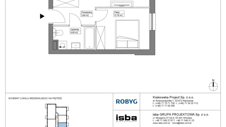 Rzut - Mieszkanie na sprzedaż 2 pokoje o powierzchni 41,37 m² - numer KR8/A/4/8 w Apartamenty Krakowska etap VIII