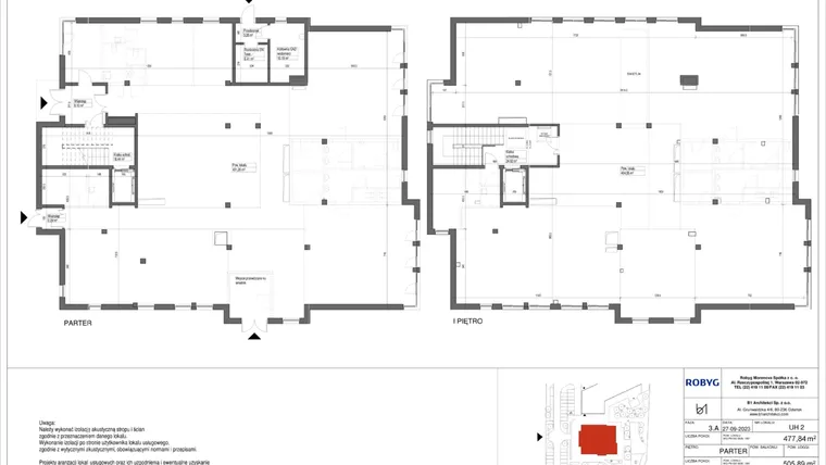 Rzut - Lokal użytkowy na sprzedaż 2 pokoje o powierzchni 983,73 m² - numer UH 2 w Szumilas