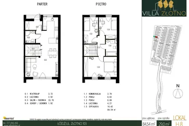 Rzut - Dom na sprzedaż 4 pokoje o powierzchni 84,54 m² - numer H8 w Villa Złotno
