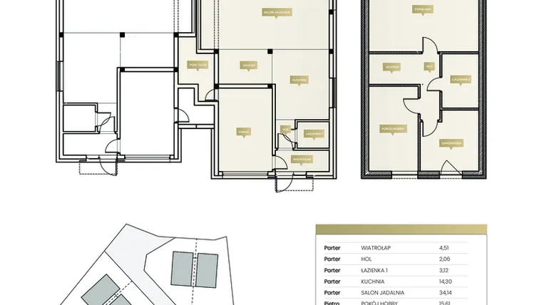 Rzut - Dom na sprzedaż 3 pokoje o powierzchni 152,02 m² - numer 3A w Na Wzgórzu 2