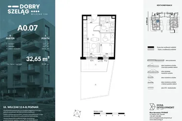 Rzut - Mieszkanie na sprzedaż 1 pokój o powierzchni 32,65 m² - numer A0.07 w Dobry Szeląg