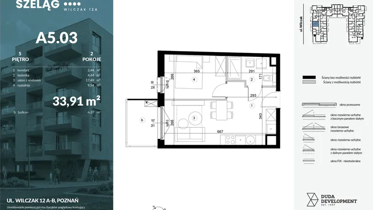 Rzut - Mieszkanie na sprzedaż 2 pokoje o powierzchni 33,91 m² - numer A5.03 w Dobry Szeląg