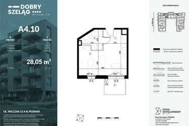 Rzut - Mieszkanie na sprzedaż 1 pokój o powierzchni 28,05 m² - numer A4.10 w Dobry Szeląg