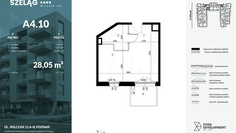Rzut - Mieszkanie na sprzedaż 1 pokój o powierzchni 28,05 m² - numer A4.10 w Dobry Szeląg