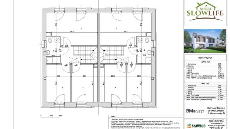 Rzut - Dom na sprzedaż 4 pokoje o powierzchni 96,04 m² - numer 16B w Osiedle Slow Life etap 2