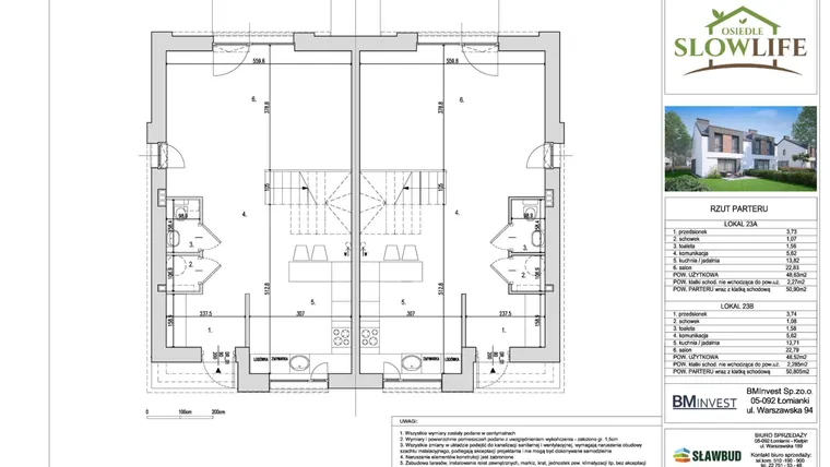 Rzut - Dom na sprzedaż 4 pokoje o powierzchni 96,07 m² - numer 23B w Osiedle Slow Life etap 2