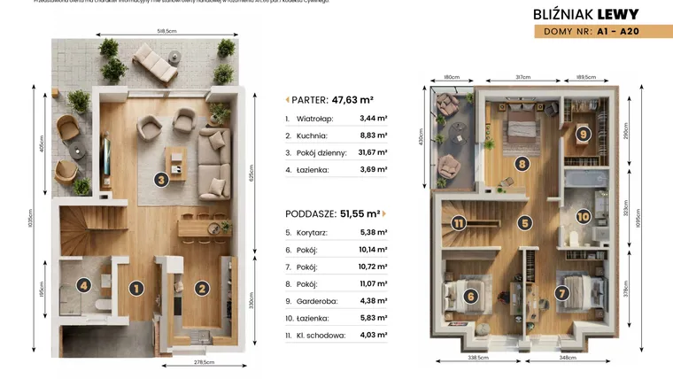 Rzut - Dom na sprzedaż 4 pokoje o powierzchni 99,18 m² - numer A3 w Golden Park