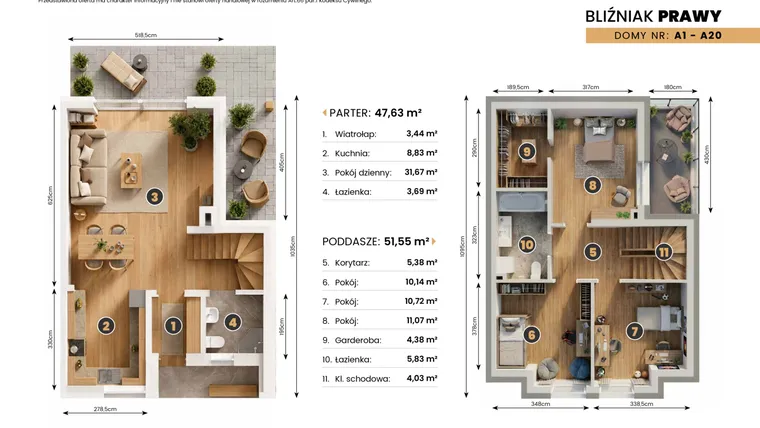 Rzut - Dom na sprzedaż 4 pokoje o powierzchni 99,18 m² - numer A8 w Golden Park