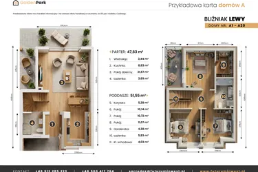 Rzut - Dom na sprzedaż 4 pokoje o powierzchni 99,18 m² - numer A5 w Golden Park
