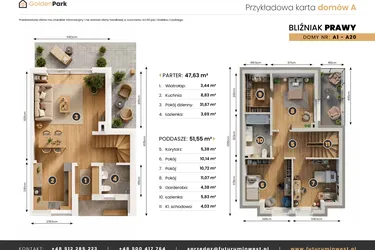 Rzut - Dom na sprzedaż 4 pokoje o powierzchni 99,18 m² - numer A10 w Golden Park