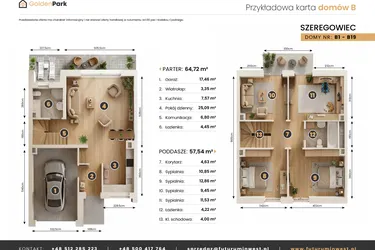 Rzut - Dom na sprzedaż 4 pokoje o powierzchni 122,32 m² - numer B1 w Golden Park