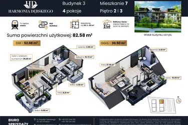 Rzut - Mieszkanie na sprzedaż 4 pokoje o powierzchni 82,58 m² - numer M3/7 w Harmonia Dębskiego