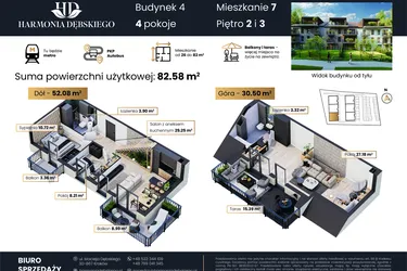Rzut - Mieszkanie na sprzedaż 4 pokoje o powierzchni 82,58 m² - numer M4/7 w Harmonia Dębskiego