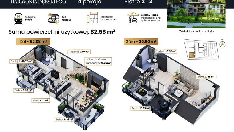 Rzut - Mieszkanie na sprzedaż 4 pokoje o powierzchni 82,58 m² - numer M4/7 w Harmonia Dębskiego