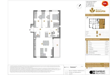 Rzut - Mieszkanie na sprzedaż 4 pokoje o powierzchni 87,9 m² - numer X/7 w Wille Biskupin Etap 2.2