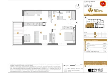 Rzut - Mieszkanie na sprzedaż 3 pokoje o powierzchni 58,93 m² - numer Y/4 w Wille Biskupin Etap 2.2