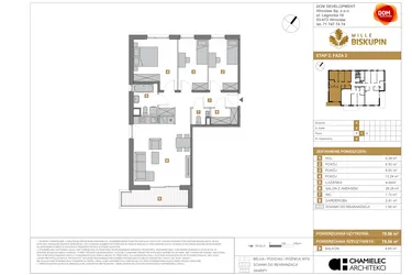 Rzut - Mieszkanie na sprzedaż 4 pokoje o powierzchni 78,06 m² - numer X/6 w Wille Biskupin Etap 2.2