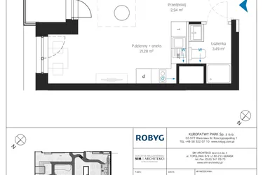 Rzut - Mieszkanie na sprzedaż 1 pokój o powierzchni 27,7 m² - numer A2/1M04 w Sky Point - Apartamenty Inwestycyjne
