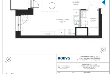 Rzut - Mieszkanie na sprzedaż 1 pokój o powierzchni 27,7 m² - numer A2/2M04 w Sky Point - Apartamenty Inwestycyjne