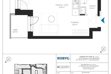 Rzut - Mieszkanie na sprzedaż 1 pokój o powierzchni 27,7 m² - numer A2/1M05 w Sky Point - Apartamenty Inwestycyjne